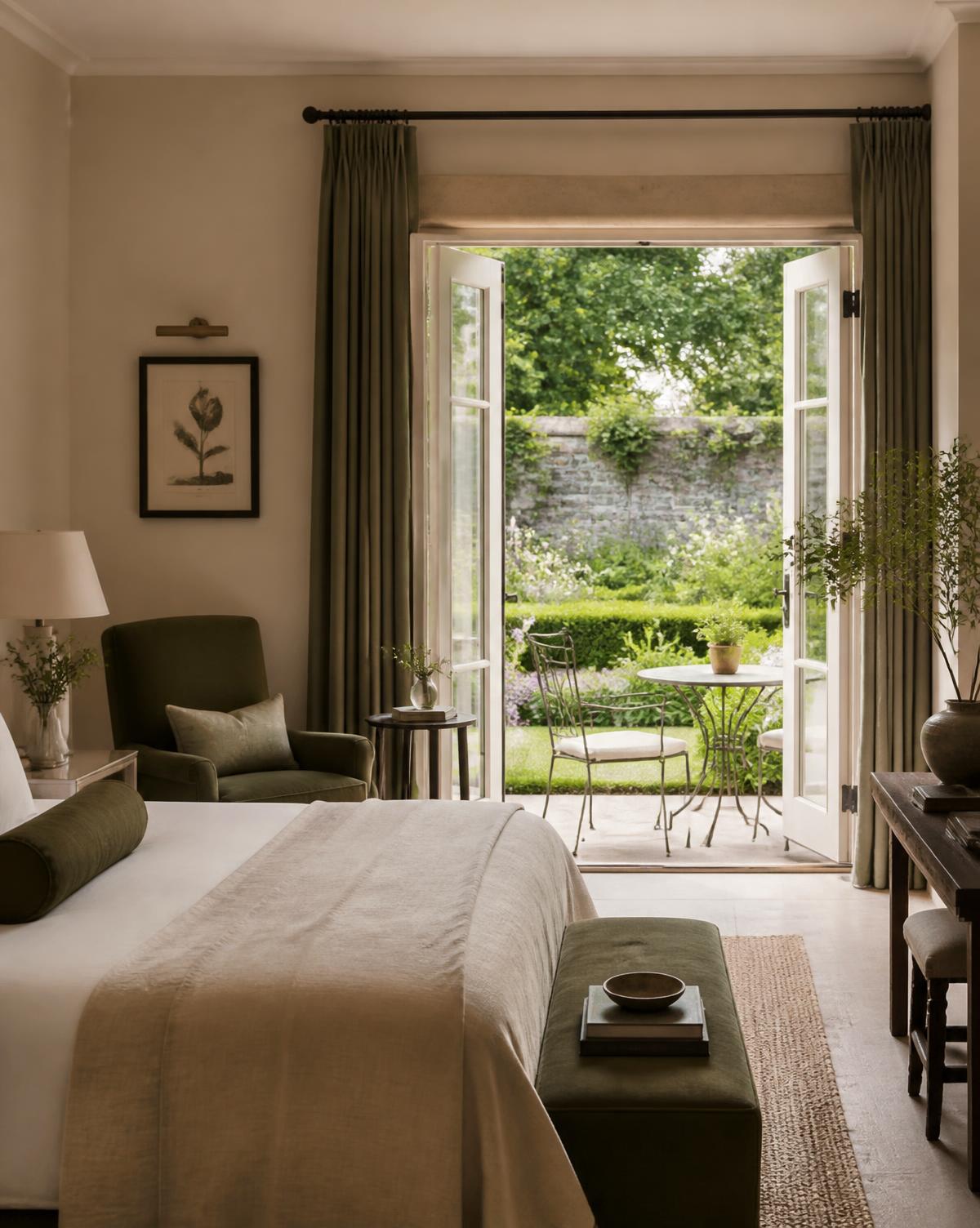 The Garden Room with doors open onto the walled garden